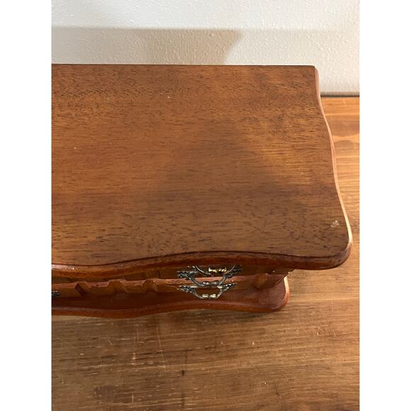 Vintage Wooden Jewelry Box Chest with Mirror 3 Drawers Felt Lined Ring Storage - Picture 12 of 16
